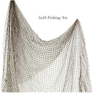 Fish Net Decorative – 5′ X 10′ Authentic Fishing Net Décor – (1 Pack) Decorative Fishing Net Wall Decor – Fishing Net…