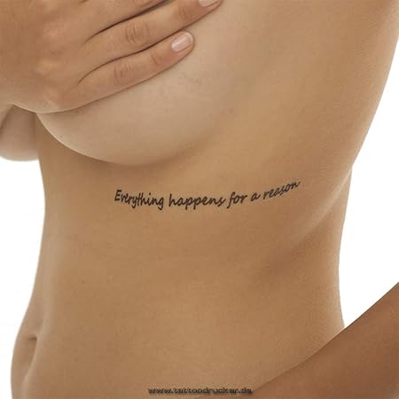 2 X Everything Happens For A Reason Schwarzer Schriftzug Temporary Haut Tattoo Spruch 2 Amazon De Kuche Haushalt
