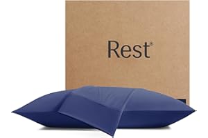REST® Evercool®+ Cooling Pillow Cases Standard - 2 Pillowcase for Sensitive Skin, Silver Infused Fabric for Hygienic Sleep, Silky Smooth for Curly Hair, High Elastic for Snug Fit (19x29 inches)