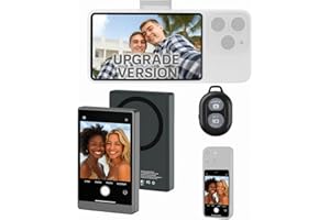 Selfie Monitor, Selfie Screen – Wireless Magnetic Phone Mirror, Bluetooth Camera Control, Vlog Display with Remote – Grey