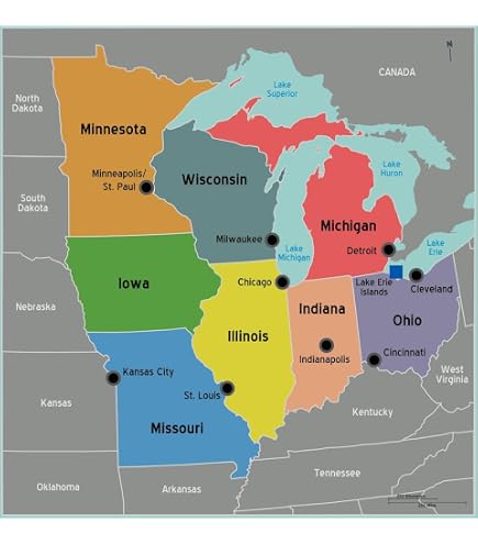 Mapa Imprimible En Blanco Del Medio Oeste De Los Estados Unidos