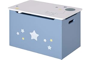 Qaba Kids Wooden Toy Storage Box Organizer Chest with Gas Stay Bar Seating Bench 21.75" x 13.5" x 14" Blue