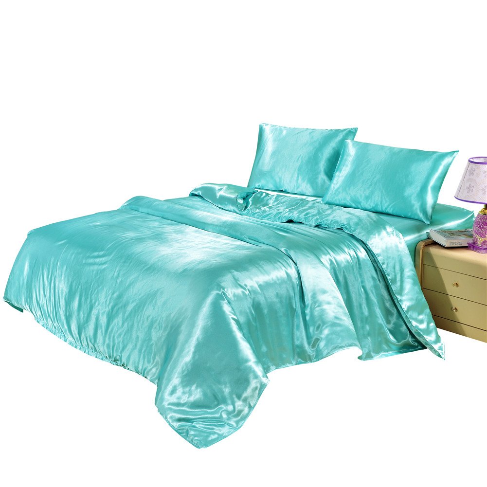 Drefeel Hotel Quality Solid Aqua Blue Duvet Cover Set Twin