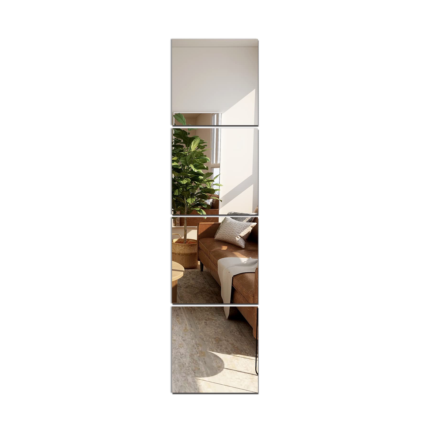 TRAHOME Home Gym Mirror Tiles for Wall, 12"x12"x4PCS Full Length Home Gym Workout Mirror for Garage, Bedroom, Living Room, Over The Door