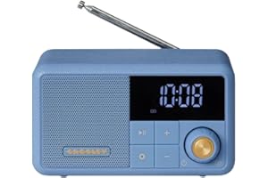 Crosley CR1121A-EB Cooper Retro AM/FM Radio, Portable Bluetooth Speaker with Aux Input and LED Display, Elemental Blue