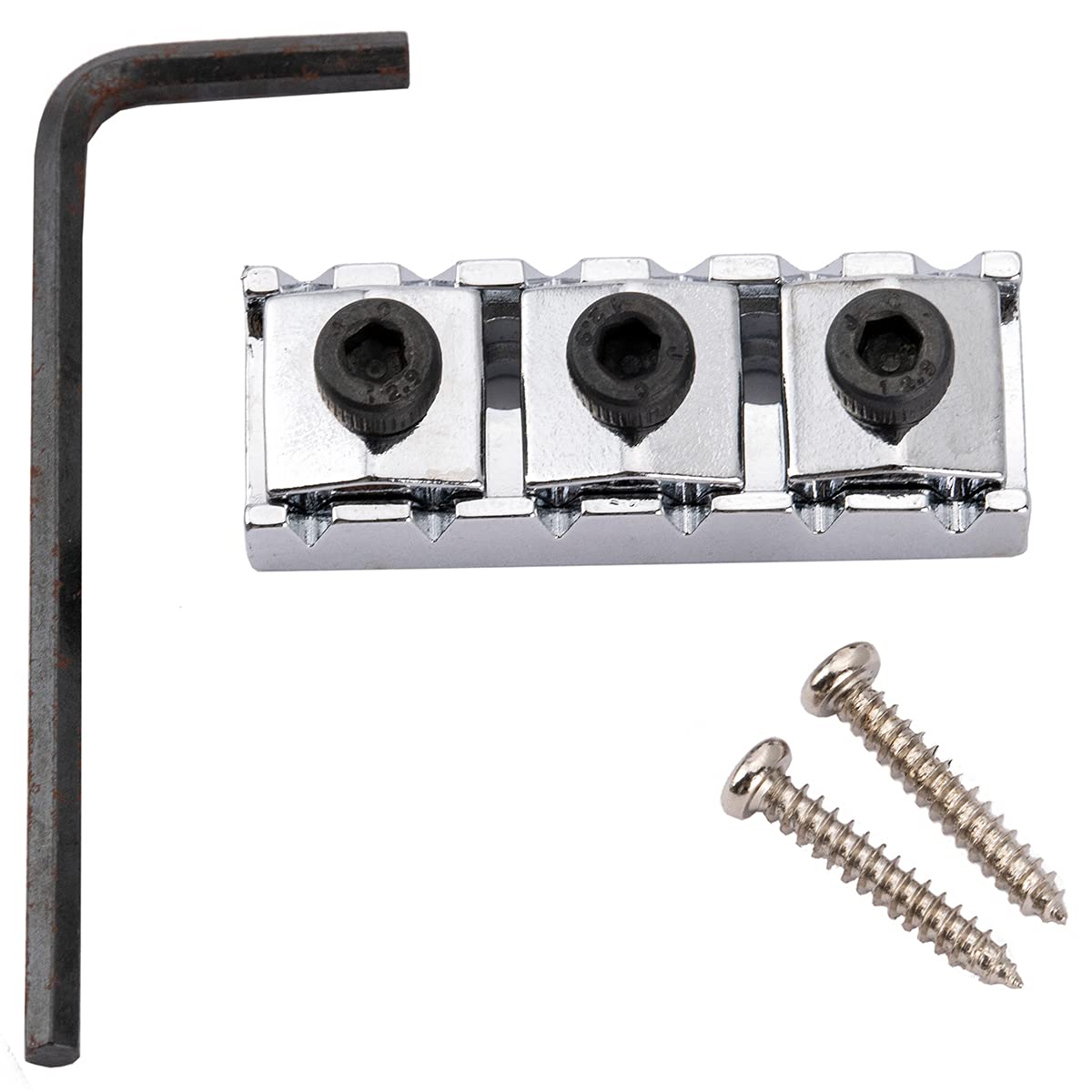 Musiclily Pro 43mm Steel Guitar R3 Locking Nut String Lock for Floyd Rose Tremolo Bridge Electric Guitar, Chrome