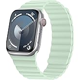 HITZEE Compatible with Apple Watch Band 49/46/45/44/42/41/40/38mm, Soft Silicone Magnetic Bands Strap Compatible for iWatch Ultra 3/2/1 SE3/2/1 Series 11 10 9 8 7-1 (38/40/41/42, Soft Mint)