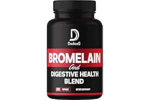 DEDICAD 6in1 Bromelain 500mg Supplement - 1000mg per Serving - 210 Capsules with Digestive Health Blend as Quercetin, Ginger, Turmeric, Papaya - Support Overall Health, Digestion & Immune System