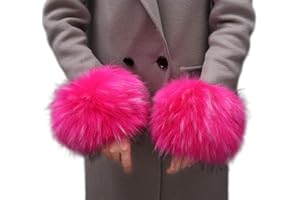 Tngan Winter Faux Fur Arm Warmers Short Furry Wrist Band Ring Cuff for Women