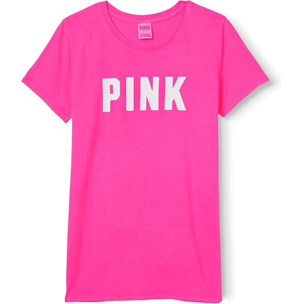 T-shirt Victoria's Secret PINK 'Study Or Nah' - Manches Courtes - Orange Vif - Taille L - Occasion Très Bon État