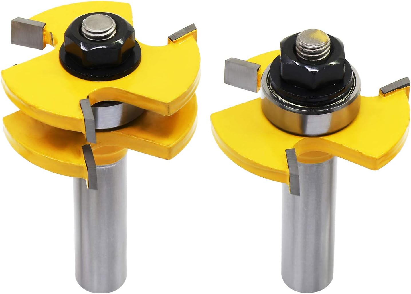 Set di frese per scanalatura per scanalatura 3pcs, attrezzo per taglierina di tenone per legno da 1 / 2inch