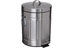 simplemade Round Step Trash Can - 5 Liter / 1.3 Gallon - Stainless Steel Bathroom Trash Can | Small Trash Can with Lid | Office Trash Can | Garbage Can with Lid | Metal Wastebasket (Galvanized Steel)