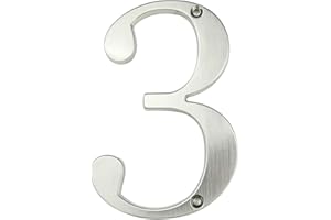 HASWARE House Number Sign 4 inch Modern Door Numbers Signage Plaque Street Home Address Numerals Zinc Alloy (3, Silver)