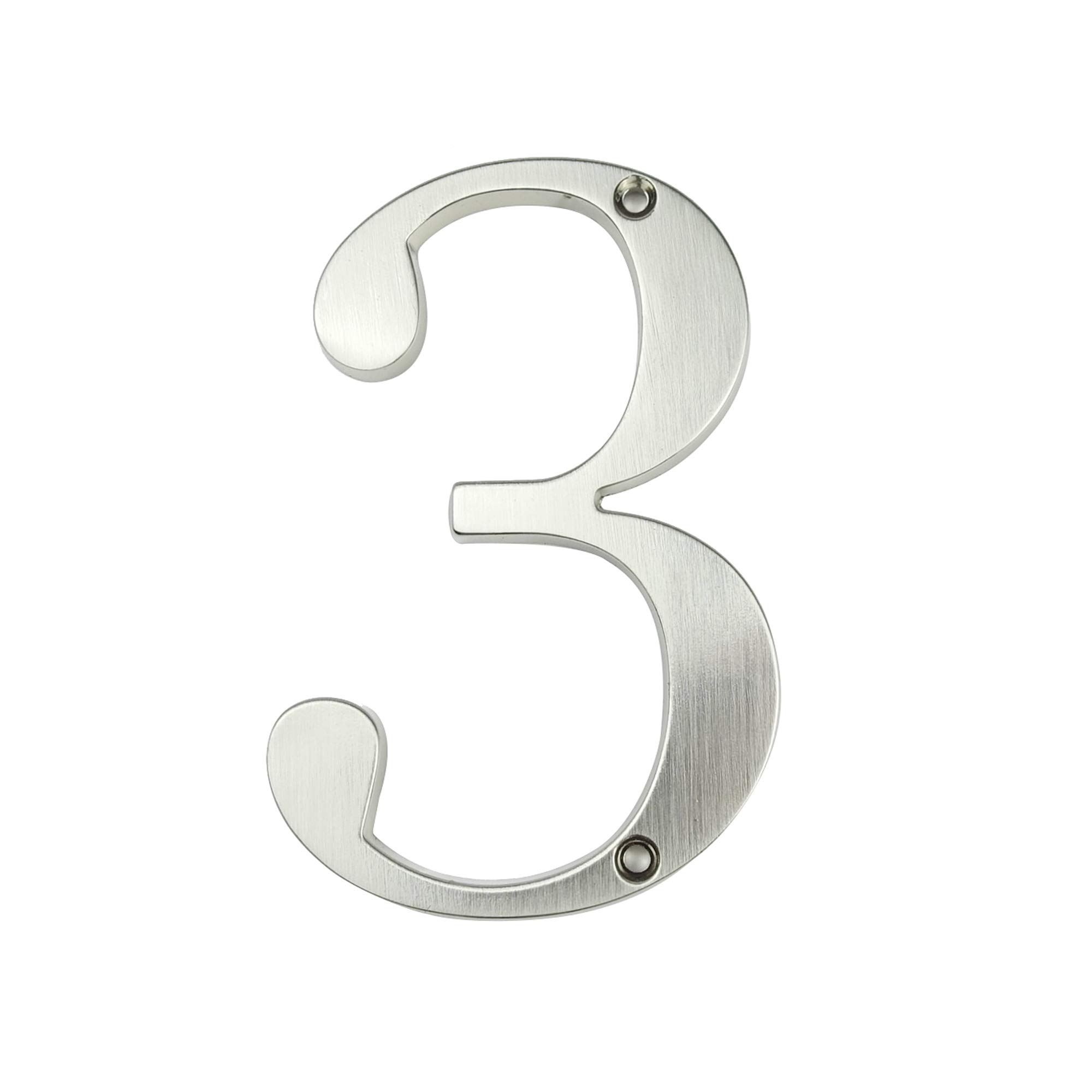 HASWARE House Number Sign 4 inch (10 cm) Modern Door Numbers Signage Plaque Street Home Address Numerals Zinc Alloy (3, Silver)