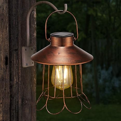 Amazon Com Solar Lantern Outdoor Hanging Waterproof Vintage Solar Garden Lantern Light Decorative For Patio Backyard Courtyard Landscape Copper Home Improvement