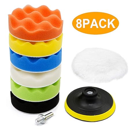 Auto Polierschwamm,Nakeey 8pcs 100mm (4 Inchs) Polieraufsatz Bohrmaschine, Polierpad Set, Auto Polierset Polierschwamm Polier