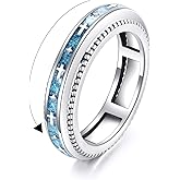 Anxiety Cross Turquoise Rings 925 Sterling Silver Star Fidget Spinner Ring Jewelry for Women Men Lover