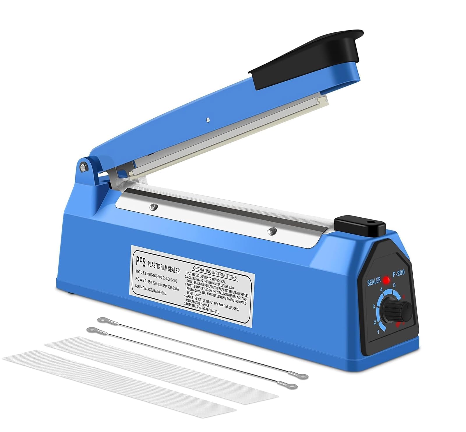 HUIYOPU 300mm Impulse Heat Sealer Machine - Manual Sealer for Plastic Bags PE PP with Extra Replace Element Grip