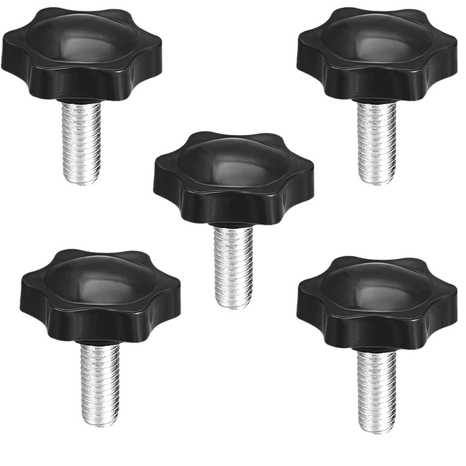 TOP-VIGOR 5Pcs M6 x 16mm Clamping Screw Knob Star Shaped, 32mm Dia Plum Hex Shaped Plastic Head Clamping Knob Male Thread Grips