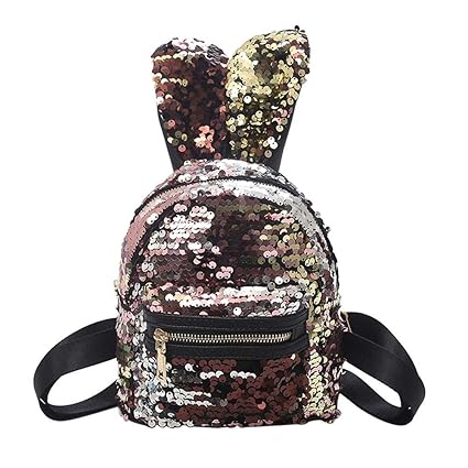 Bagmeup Magic Sequins Rabbit Ears Backpack Shoulder Bag Schoolbag for Girls - Assorted Colours