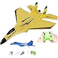 Remote Control Wireless Airplane Toy - 2023 New 2.4Ghz Su-35 RC Plane with Lights, Foam RC Fighter Plane Jet for Adults Outdoor, Remote Control Air Planes Toy, Drop-Resistant Fighter Glider (Yellow)…