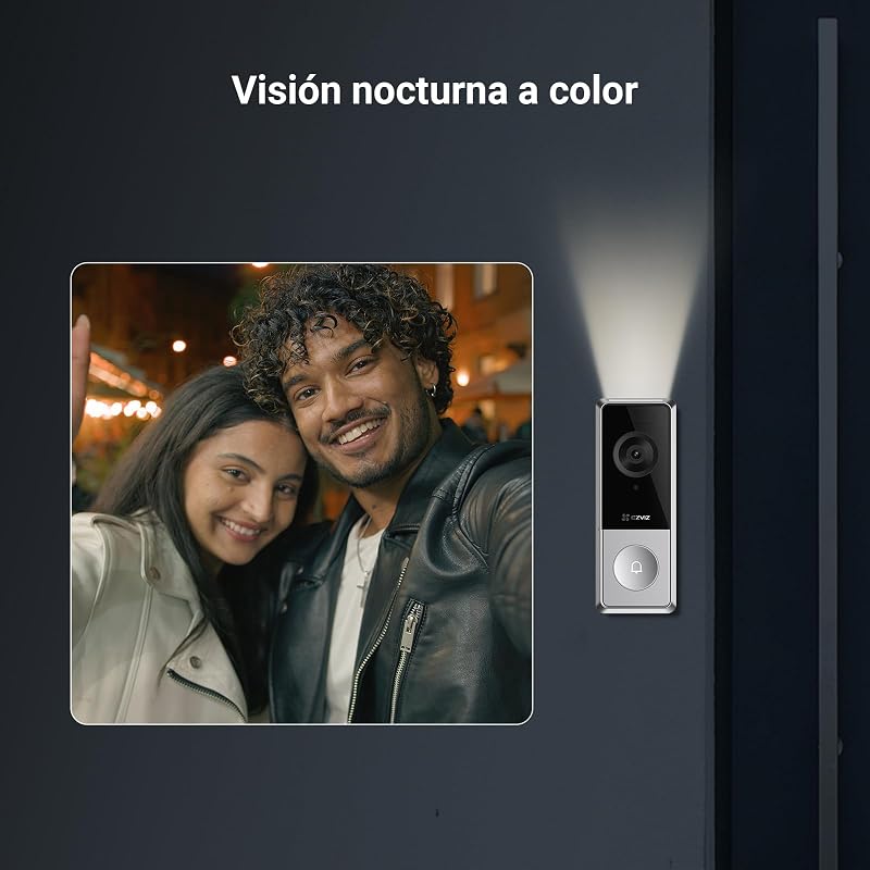 CP8 Timbre Inalámbrico Exterior con Cámara 5MP, Chime Incluido, Detección de Personas, Visión Nocturna Color, Batería Recargable 9600 mAh, Audio Bidireccional, MicroSD/Nube, Wi-Fi 2.4 GHz
