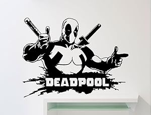 Deadpool Wall Decal Superhero DC Marvel Comics Vinyl Sticker Home Nursery Kids Boy Girl Room Interior Art Decoration Any Room Mural Waterproof Vinyl Sticker (276su)