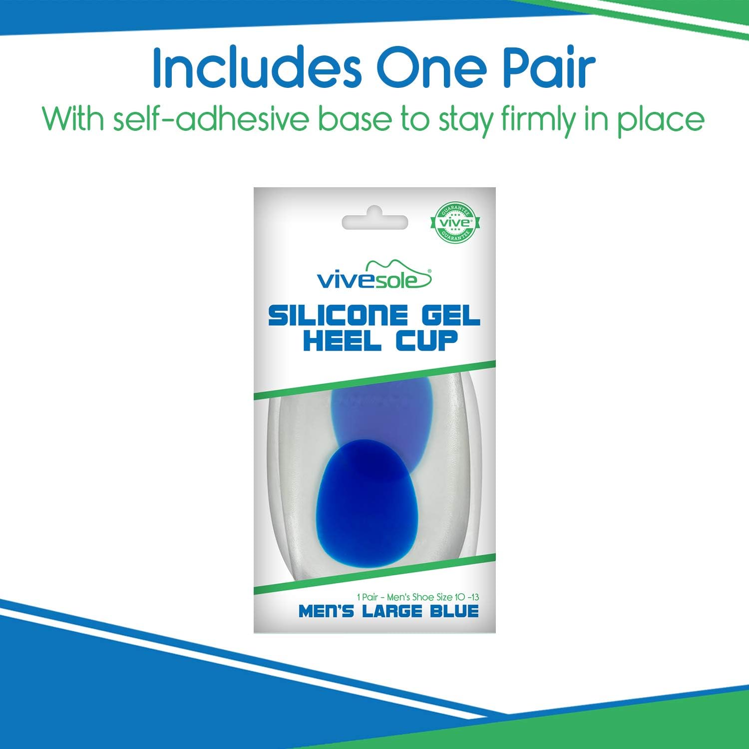 ViveSole Silicone Gel Heel Cups - Shoe Inserts for Plantar Fasciitis, Sore Heel, Bone Spur & Achilles Pain Relief Protectors - Foot Comfort Pads - Support (1 Pair, US Men's (6-9.5)): Health & Personal Care