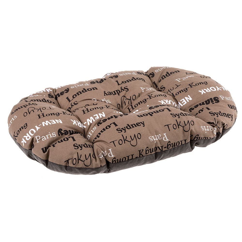 Ferplast Dog Bed Large Dog Cushion Washable Pet Mattress in Cotton with Soft Padding, 100 x 63 cm. Brown
