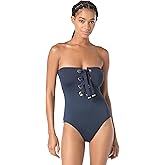 Michael Kors Womens Lace Up Bandeau One Piece Swimsuit