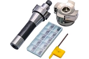 SEFHLI 2.48"/63mm Cutting Diameter 90 Degree 4 Flute Indexable CNC Face End Mill Shell Cutter BAP400R 63-22-4T, Shank Face End Mill Arbor R8-FMB22 7/16-20 with 10Pcs APMT1604 Carbide Inserts and T15 Wrench