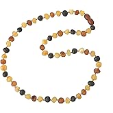 TheNaturalAmber Amber Necklace Adult – Raw Multi Color Baroque Baltic Amber 45cm – Genuine Unpolished Amber Chain for Wellness & Relief