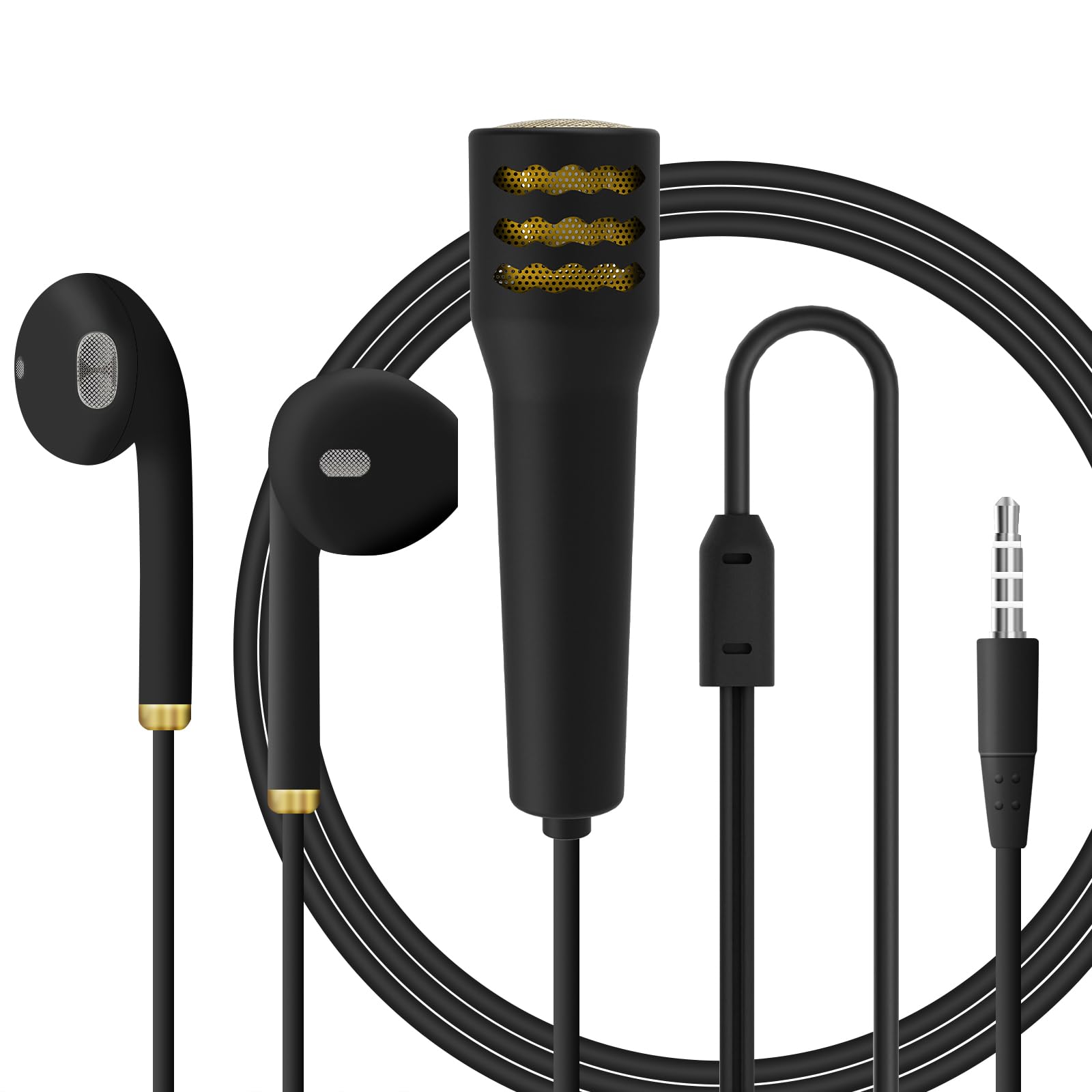 GEEKRIA Mini Microphone, Mic Microphone for Singing, Mini Karaoke Microphone, Space-Saving, 3.5MM Audio Connector, Suitable for Laptops, Mobile Devices. (Black)