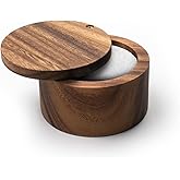 Ironwood Gourmet Acacia Wood Salt Cellar with Lid, Appalachian Salt Box