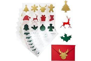 CINROBIYE 120 Pieces Gold Christmas Envelope Seal Stickers,Gold Foil Christmas Tree Stickers Tag Decorative Xmas Adhesive Labels for Christmas Holiday Party Gift Seals Cards Bag Drinkings Envelope Party Favors