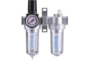 Zerodis 3/8'' Air Pressure Regulator Gauge, 3 in 1 Compressor Filter With Water Oil Separator and Pressure Gauge