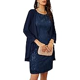 GRACE KARIN Women's Sequin Dress - Wedding Guest & Mother of The Bride Formal Dress - Two Piece Knee Length