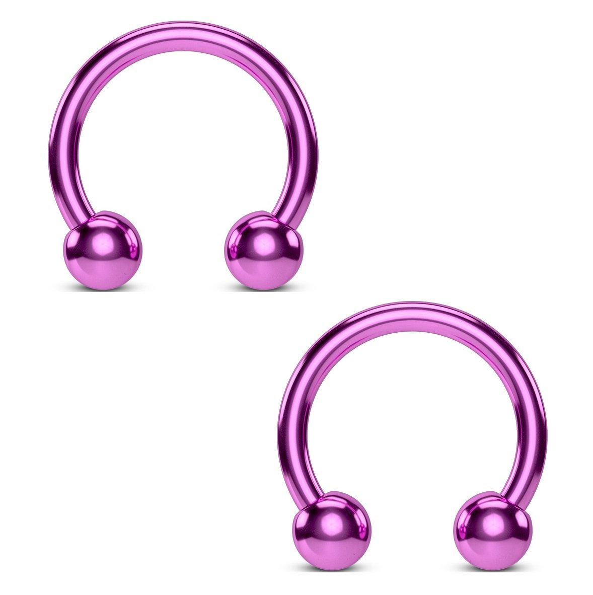 PiercedOff Purple Titanium IP over 316L Surgical Steel 1.6mm Horseshoe with 4mm Balls - Ring Size 10mm - Sold as a Pack of 2 Horseshoes