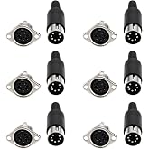 eMagTech 6pcs 7 Pin DIN Male Plug Female Adapter Solder Panel Mount for Digital Equipment Video Signals Chassis