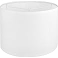 White Lamp shade, Drum Lamp Shade for Table Lamps Floor Lamp, 13" Top X 13" Bottom X 10" High White Large Line Fabric Lamp Shade, Easy Assembly Replacement Lampshade