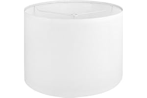 KOORLE White Lamp shade, Drum Lamp Shade for Table Lamps Floor Lamp, 13" Top X 13" Bottom X 10" High White Large Line Fabric Lamp Shade, Easy Assembly Replacement Lampshade