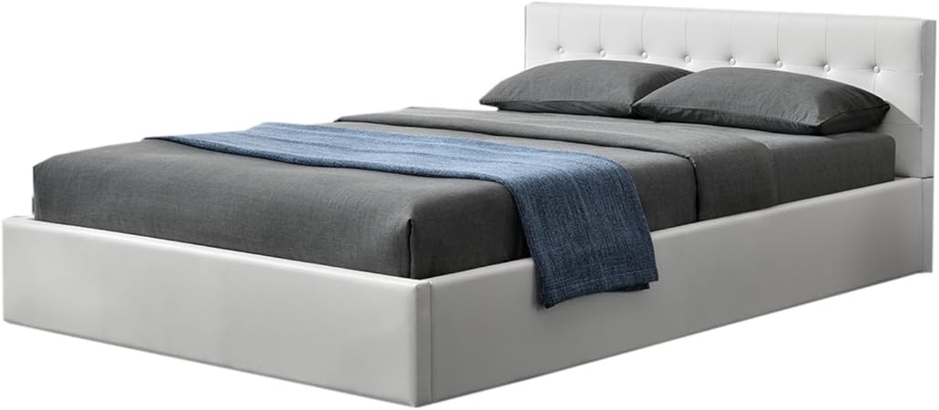 Artlife Polsterbett Marbella 140x200 Cm Bett Inkl Bettkasten Und Lattenrost Bettgestell Gepolstert Mit Kunstleder Holz Weiss Amazon De Kuche Haushalt