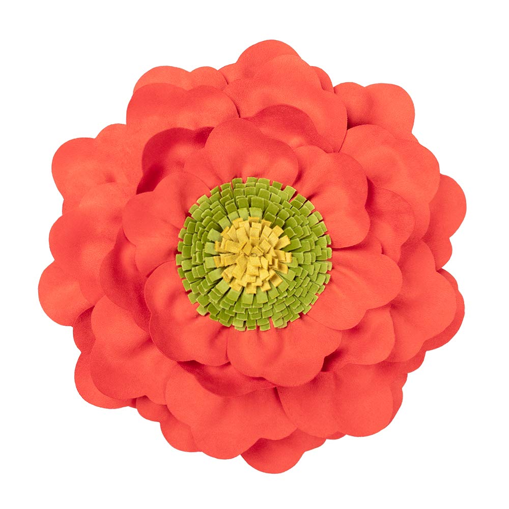 JWH Stereo Flower Pillow Covers Aesthetic Decorative Round Throw Pillow Floral Accent Pillow Case Handmade Pillowcase Plush Cushion for Bed Couch Living Room Office 14 Inch Orange Red