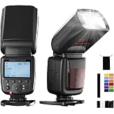 PHOTOOLEX Camera Flash Speedlite FK310, GN33 LCD Display, Manual S1/S2 | Universal single-contact hot shoe for Canon Nikon Sony Fujifilm Olympus. 8-level power. Metal mount