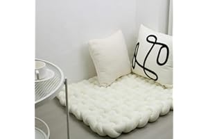 XHJRI Thickened Braided Knot Seat Mat, Knotted Floor Decorative Cushion, Handmade Baby Infant Playing Pad Nursery Rug (27.5 * 31.5 Inch,Beige)