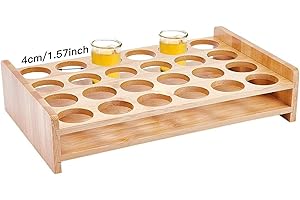 GeryVtee 24 Shot Glass Holder Wine Glass Cup Serving Tray Cups Organizer Shot Display for Bar Accessories for Party, Bar, Club Hole: 1.53 Inch