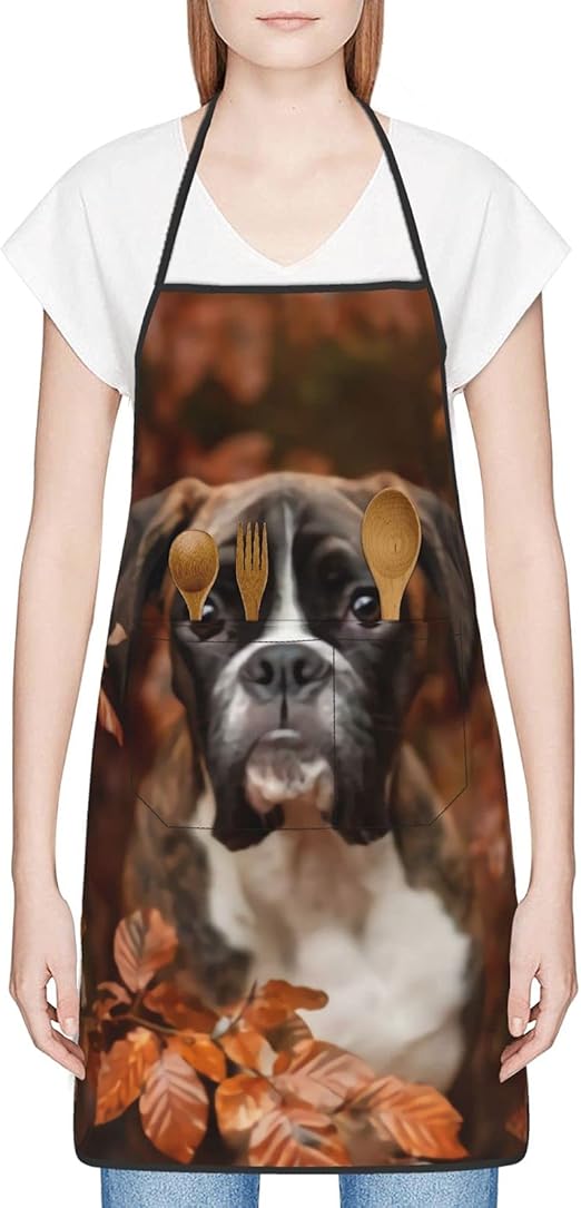 Boxer Dogs Autumn Women and Men Seamed Apron Funny Aprons