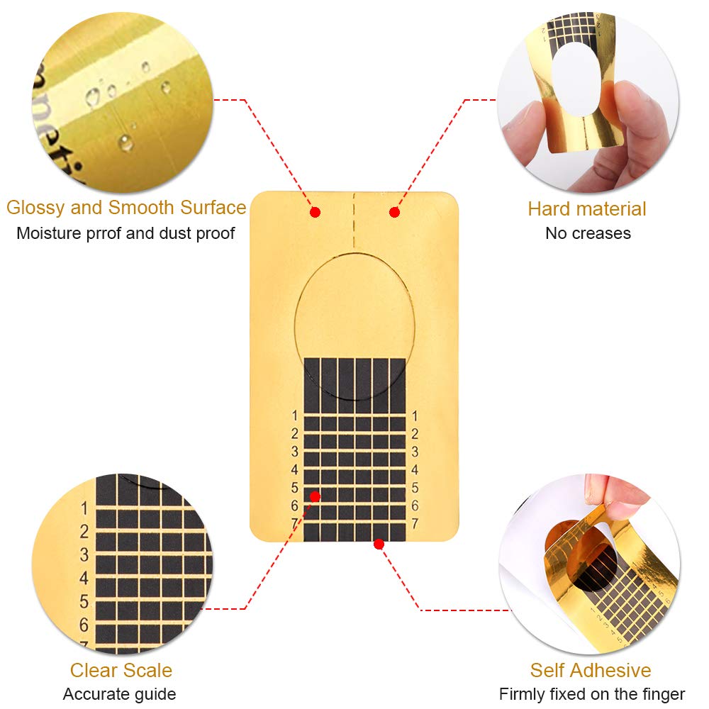 Yokilly Nail Forms for Acrylic Nails, 500PCS Nail Forms for Polygel Nail Tips Guide, Nail Forms For Builder Gel, Nail Forms Roll for Salon Nail Former Stickers with Numbers Marked for Nail Art DIY - Image 2