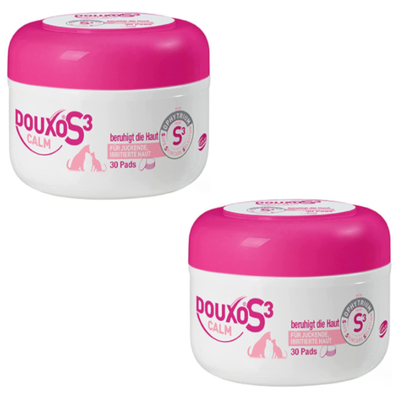 Douxo S3 Calm Pads | Twin Pack | 2 x 30 | Soothing Skin Care for Dogs and Cats | For Itchy, Irritated and Sensitive Skin | Hypoallergenic and pH Adjusted