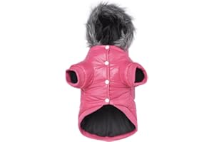 LESYPET Dog Coat for Small Dogs, Windproof Doggie Puffer Jacket with Leash Hole, Extra Warm Dog Jacket Winter Coat, Pink S